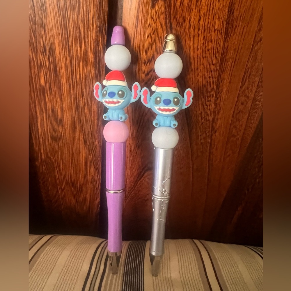 Disney Stitch Two Handmade Ink Pens with extra ink refills, new in pkgs.